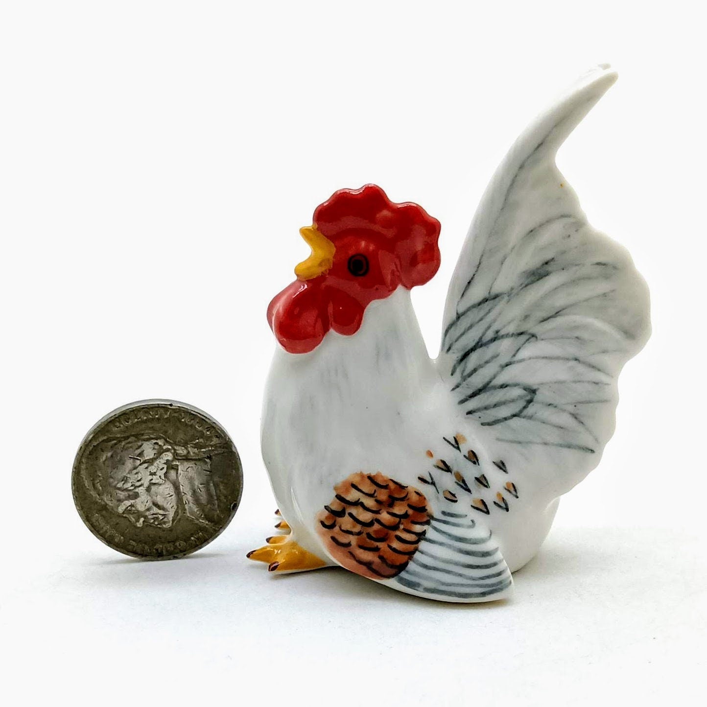 Rooster Hen Chicken Bantam Ceramic Figurine Family Statue