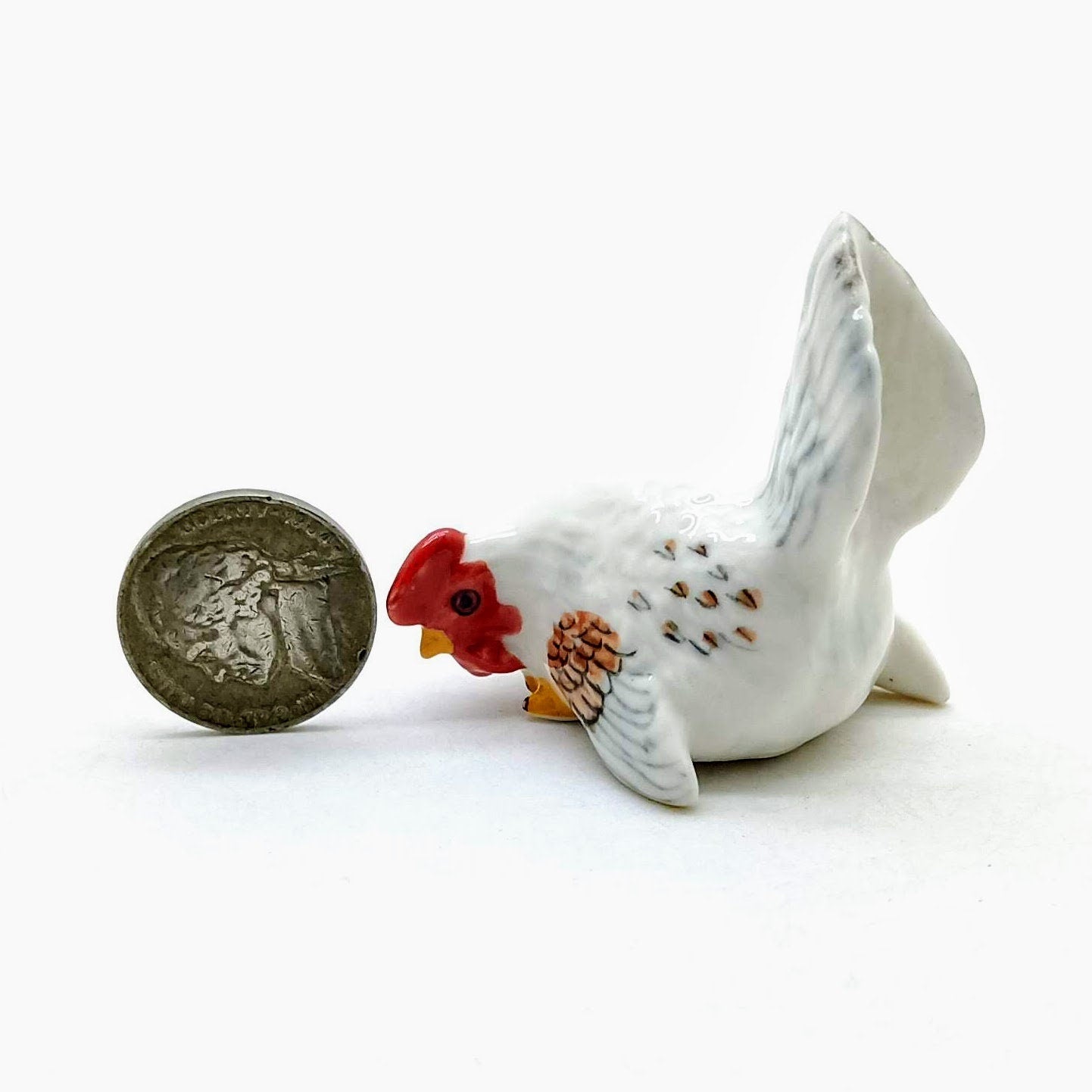 Rooster Hen Chicken Bantam Ceramic Figurine Family Statue
