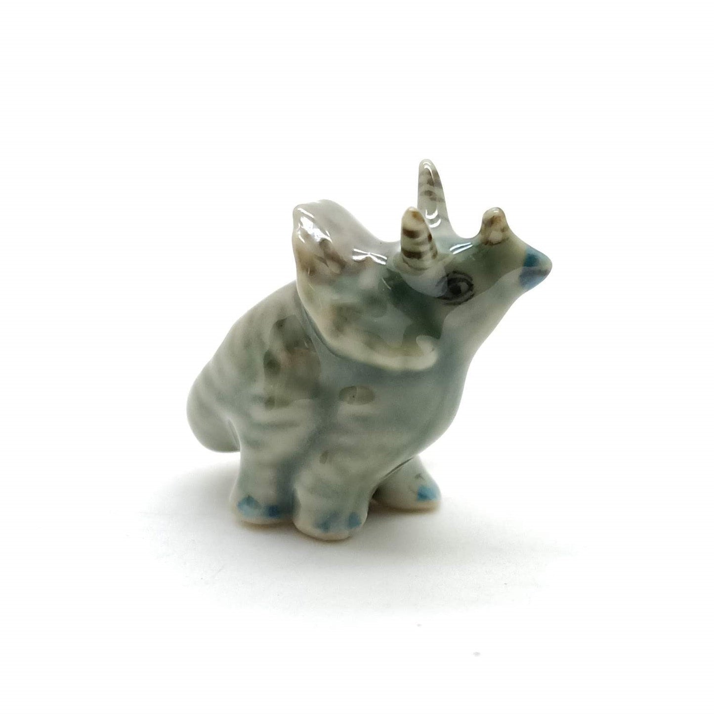 Set of 3 Dinosaur Ceramic Figurine Torosaurus Animal Statue