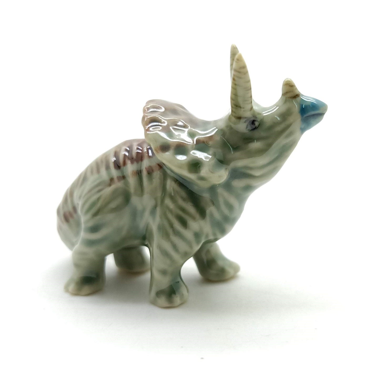 Set of 3 Dinosaur Ceramic Figurine Torosaurus Animal Statue