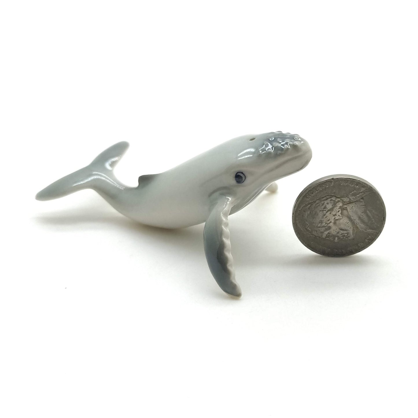 3 Humpback Whale Siblings Ceramic Figurines Miniature Statue