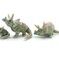Set of 3 Dinosaur Ceramic Figurine Torosaurus Animal Statue