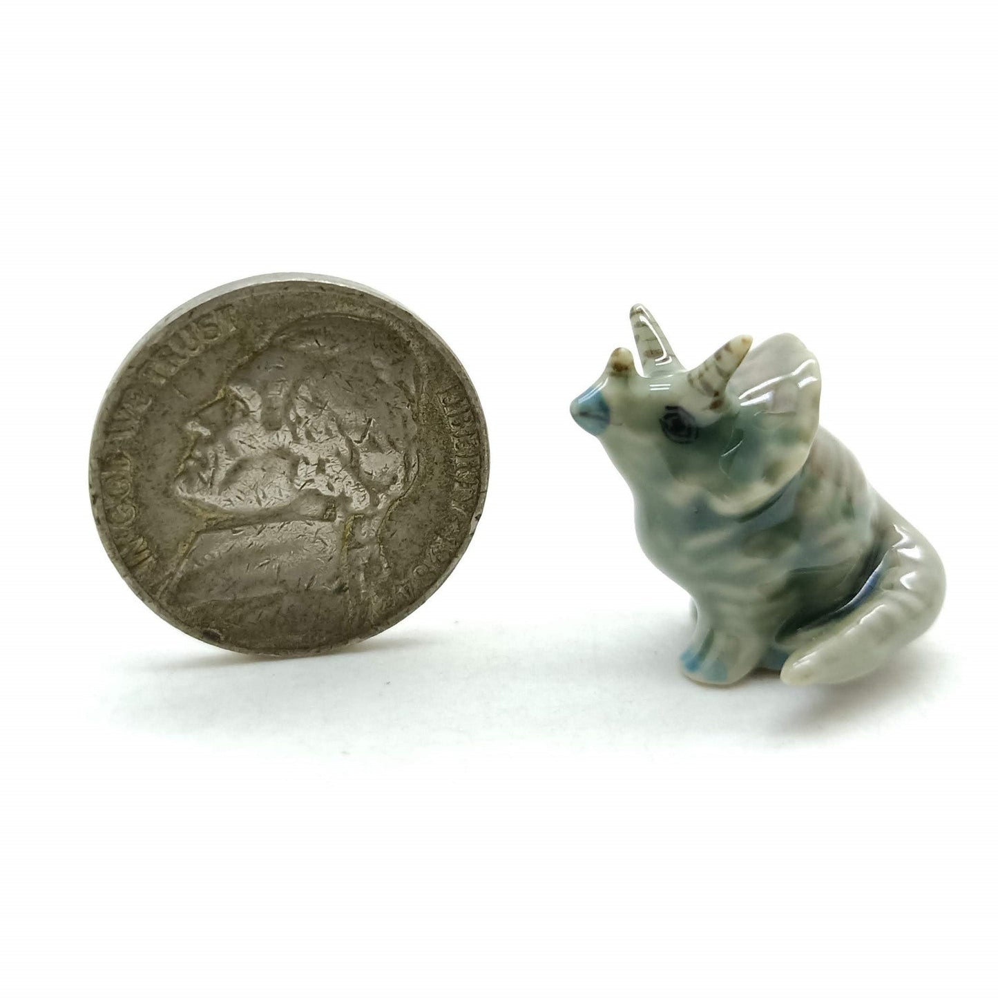 Set of 3 Dinosaur Ceramic Figurine Torosaurus Animal Statue