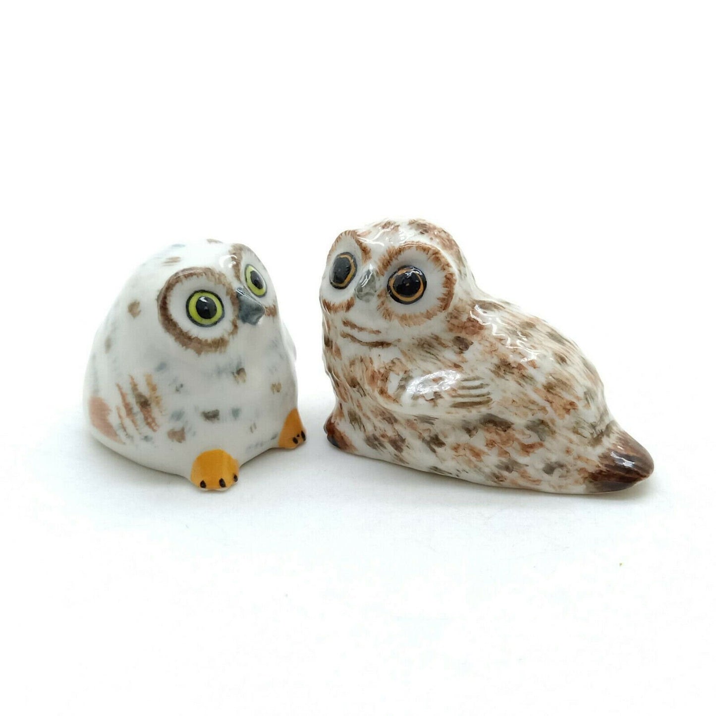 2 of Set Owl Bird Ceramic Figurine Minaiture Statue
