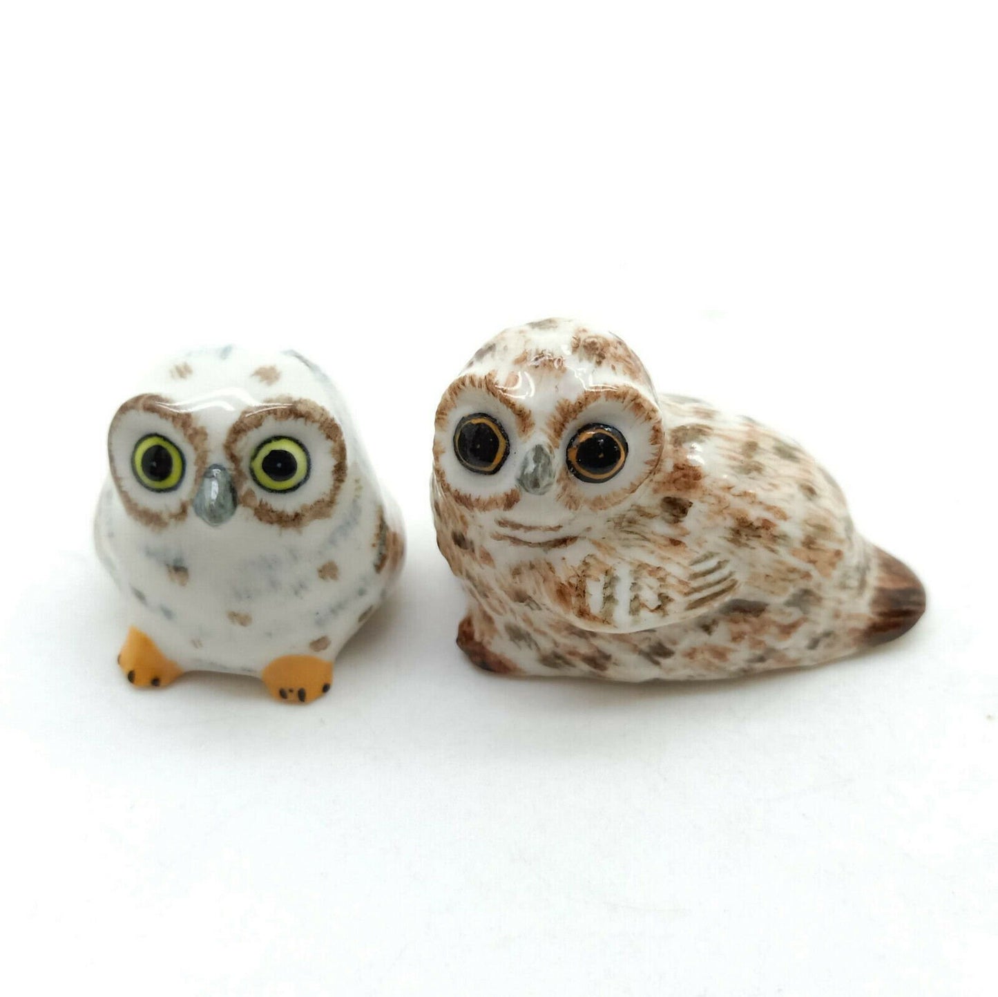 2 of Set Owl Bird Ceramic Figurine Minaiture Statue