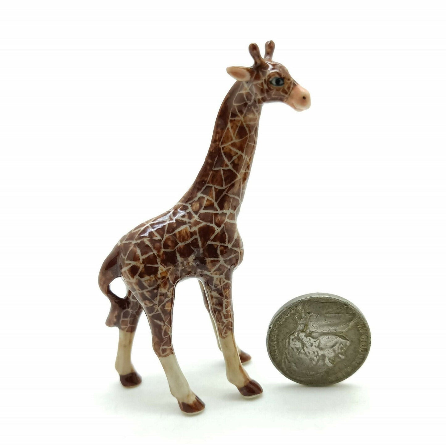 Set of 2 Giraffe Figurine Ceramic Miniature Statue