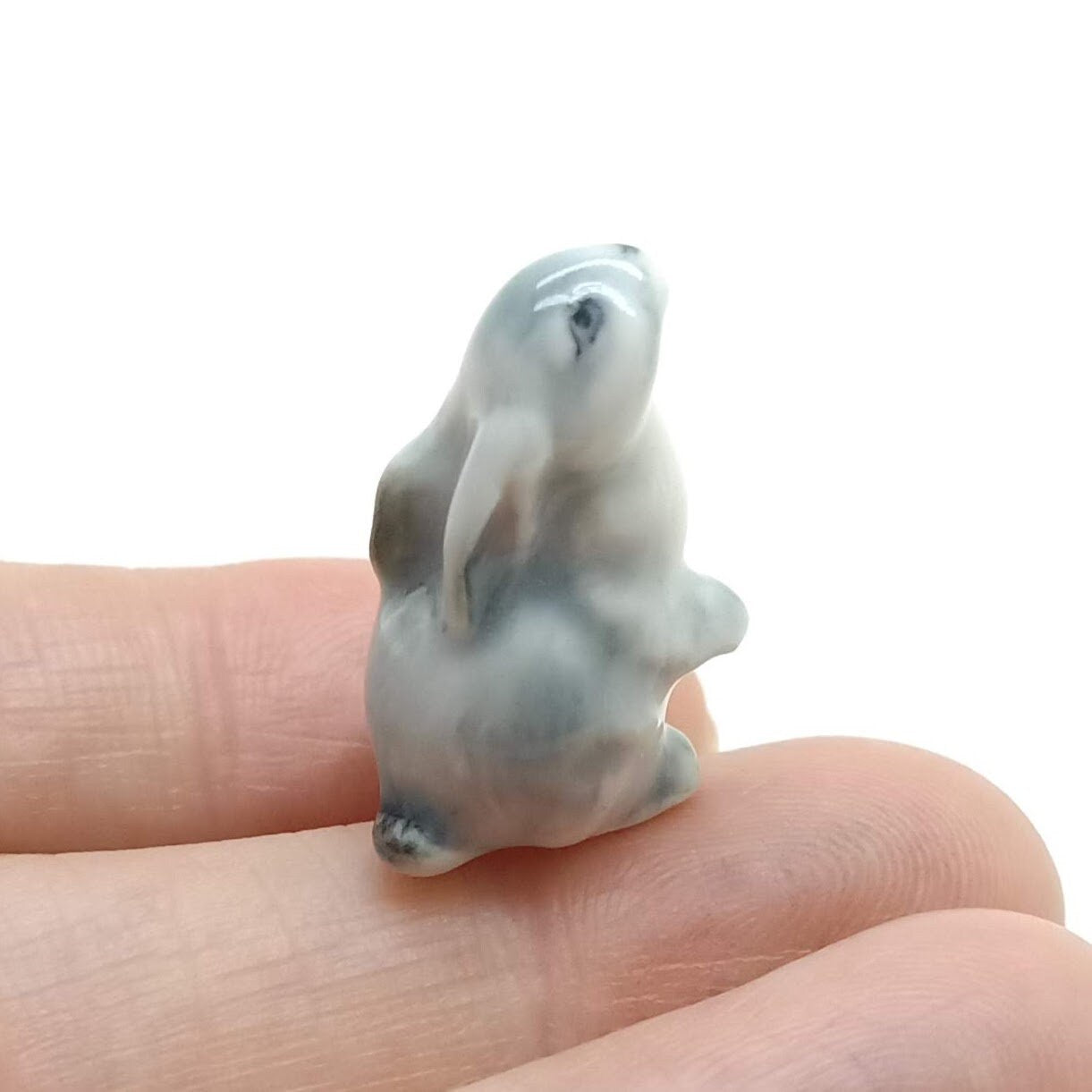 Set of 4 Tiny Rabbit Figurine Ceramic Statue