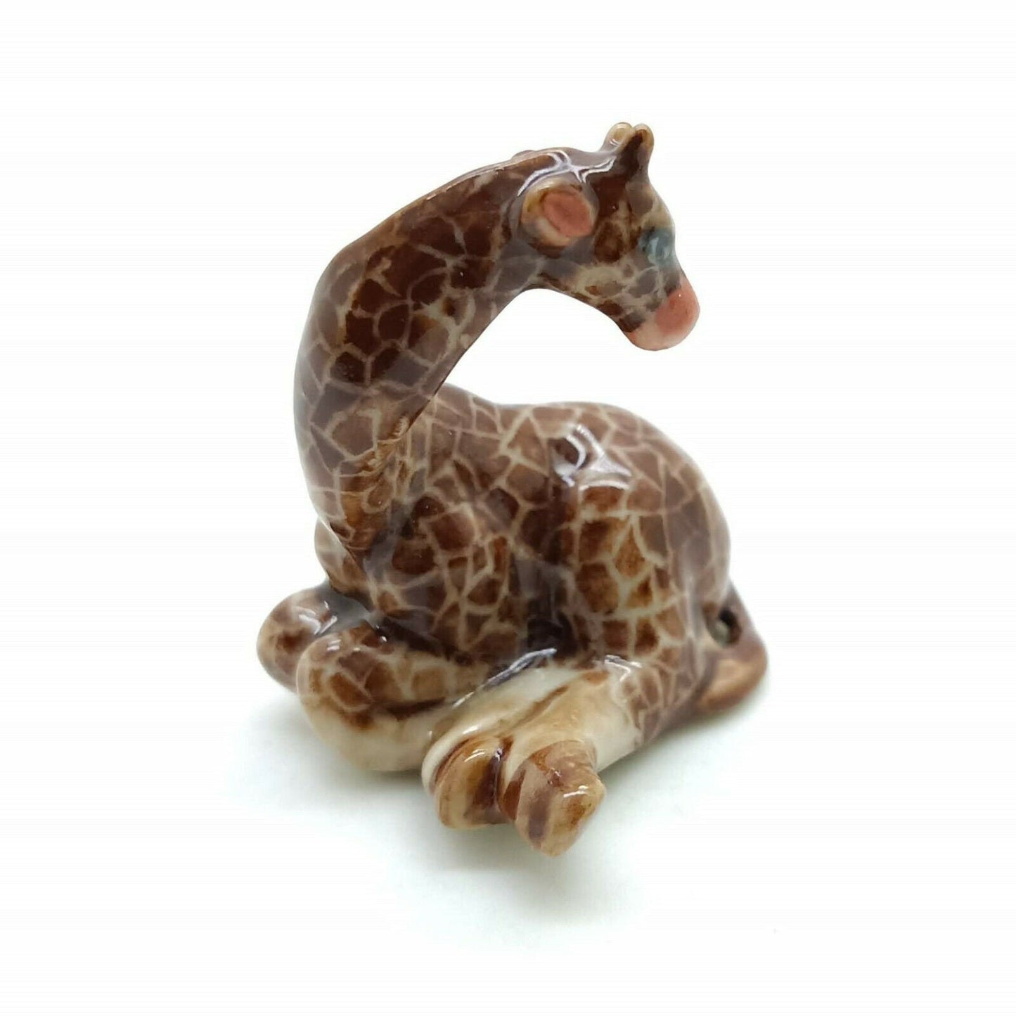 Set of 2 Giraffe Figurine Ceramic Miniature Statue