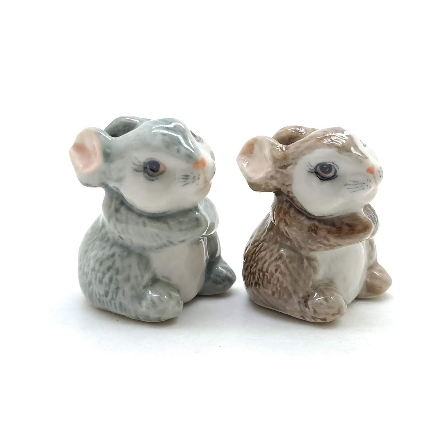 Set of 2 Rabbit Figurine Ceramic Animal Animal Statue
