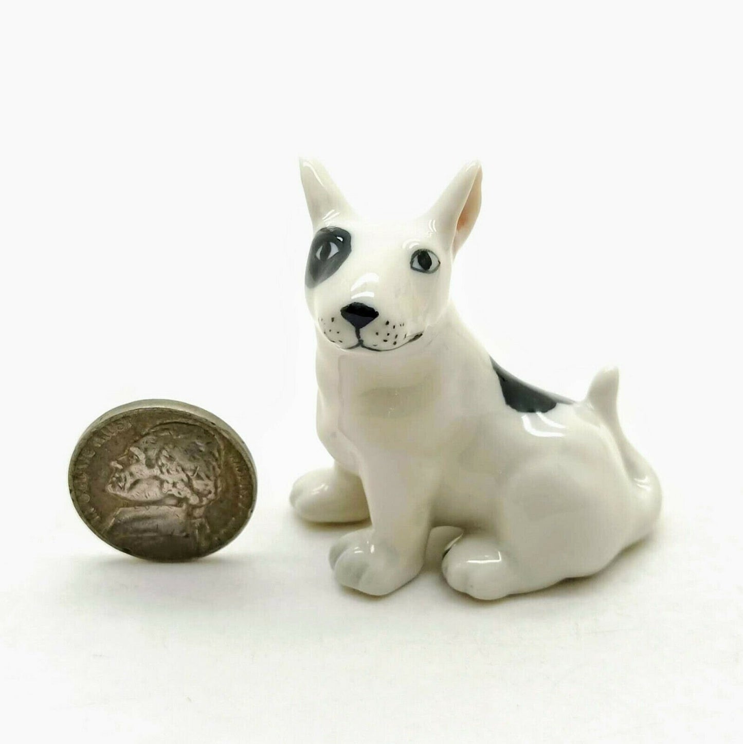 3 Bull Terrier Dog Ceramic Figurines