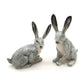 Set of 2 Hare Rabbit Figurine Ceramic  Statue