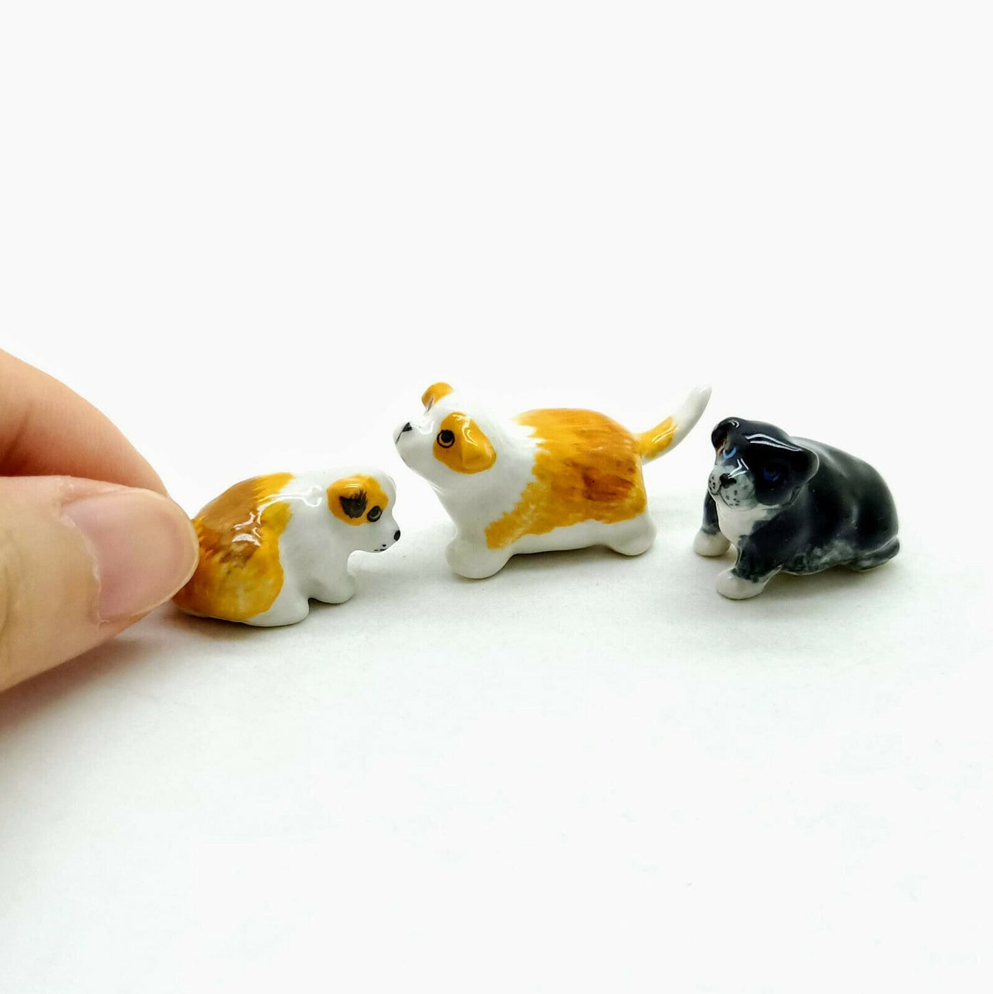 3 Iceland Sheepdog Dog Ceramic Figurines Statue