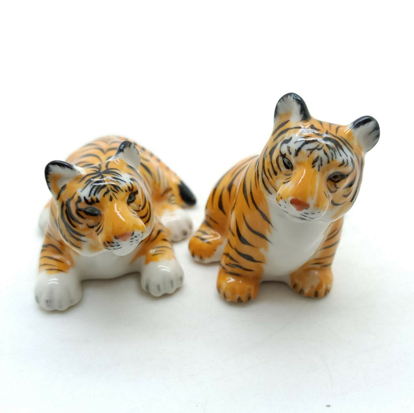 Set of 2 Tiger Ceramic Figurine Wild Statue