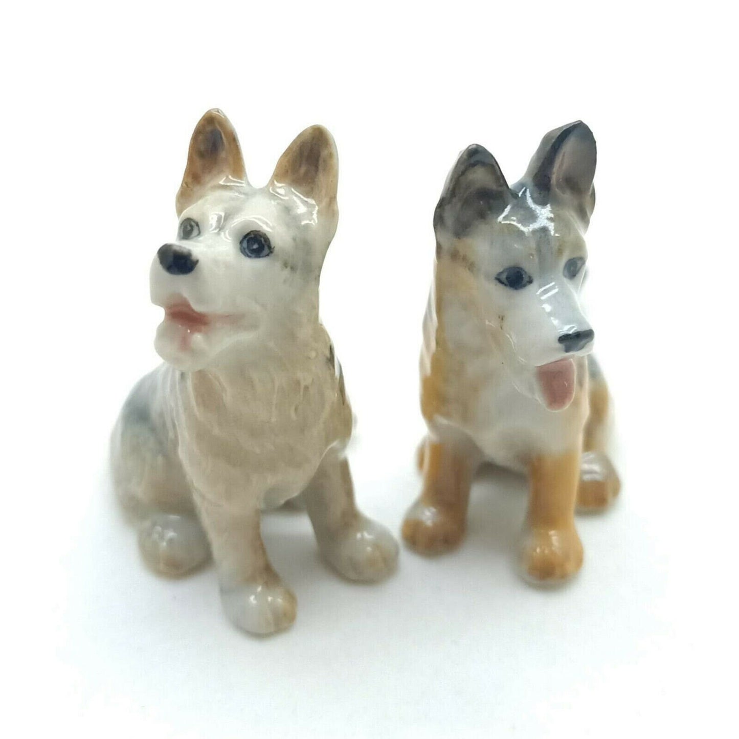 Set of 2 Alsatian Dog Ceramic Figurine Statue