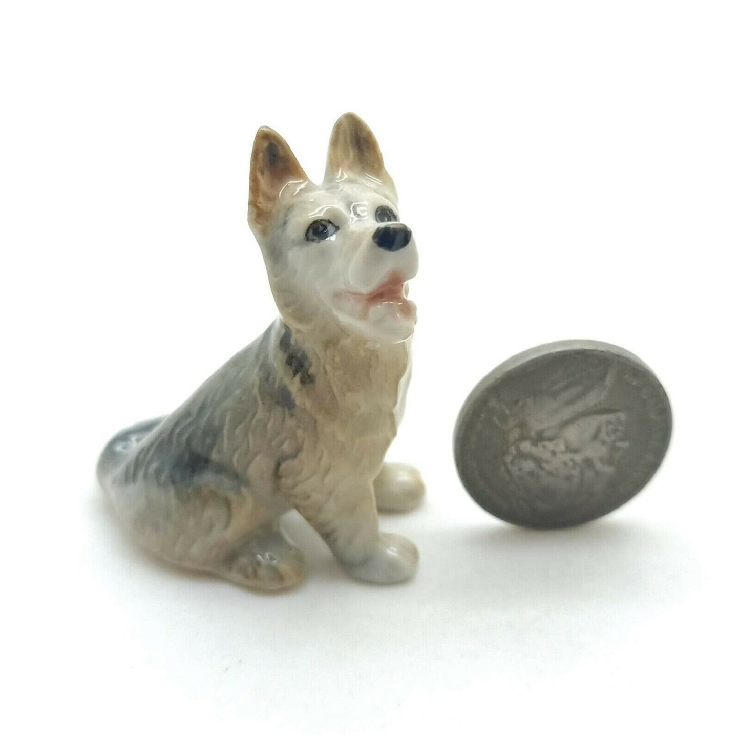 Set of 2 Alsatian Dog Ceramic Figurine Statue