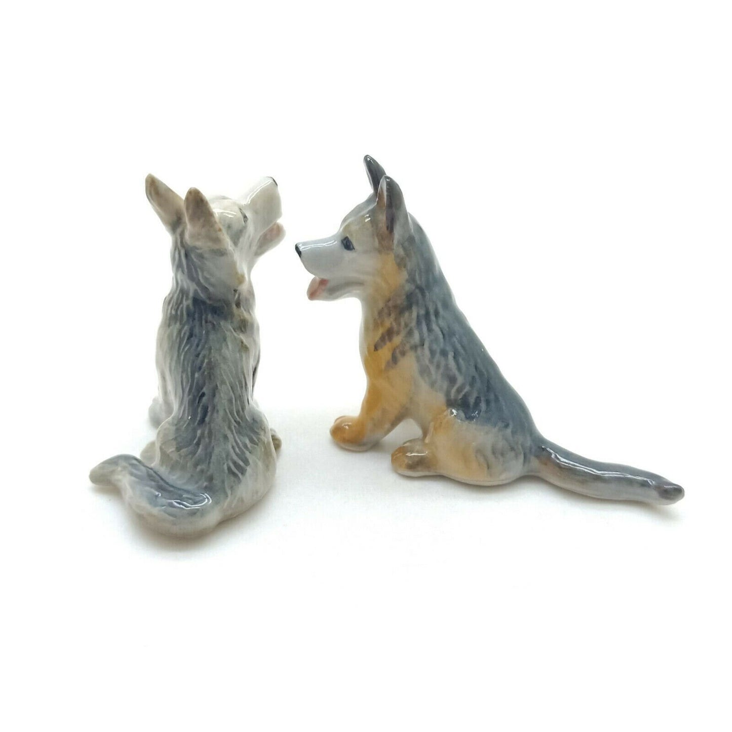 Set of 2 Alsatian Dog Ceramic Figurine Statue