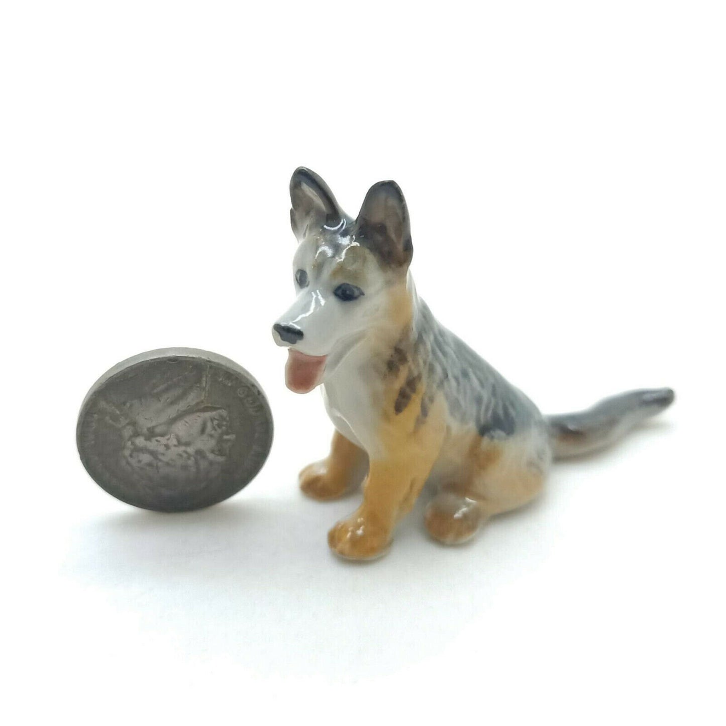 Set of 2 Alsatian Dog Ceramic Figurine Statue