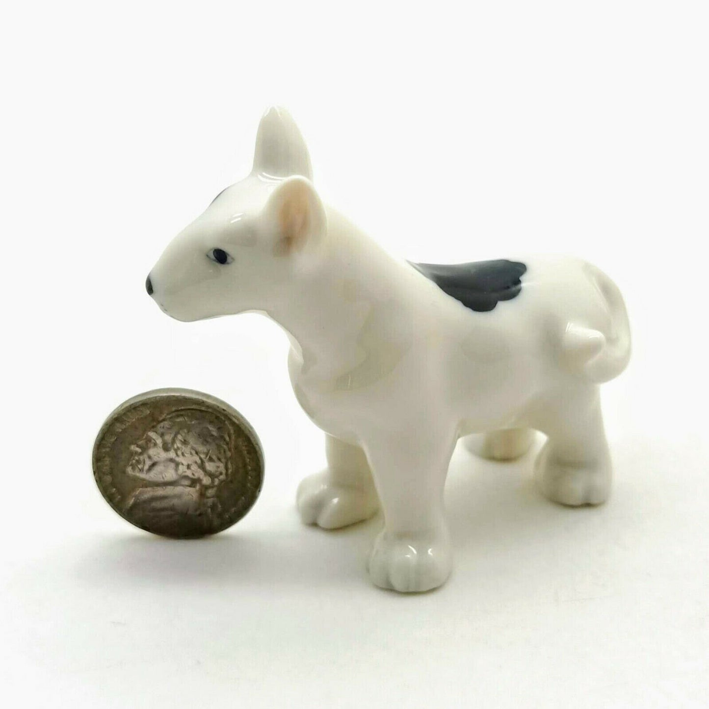 3 Bull Terrier Dog Ceramic Figurines
