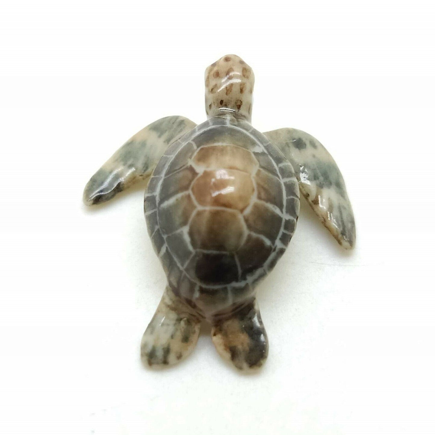Set of 2 Tiny Sea Turtle Figurine Ceramic Statue