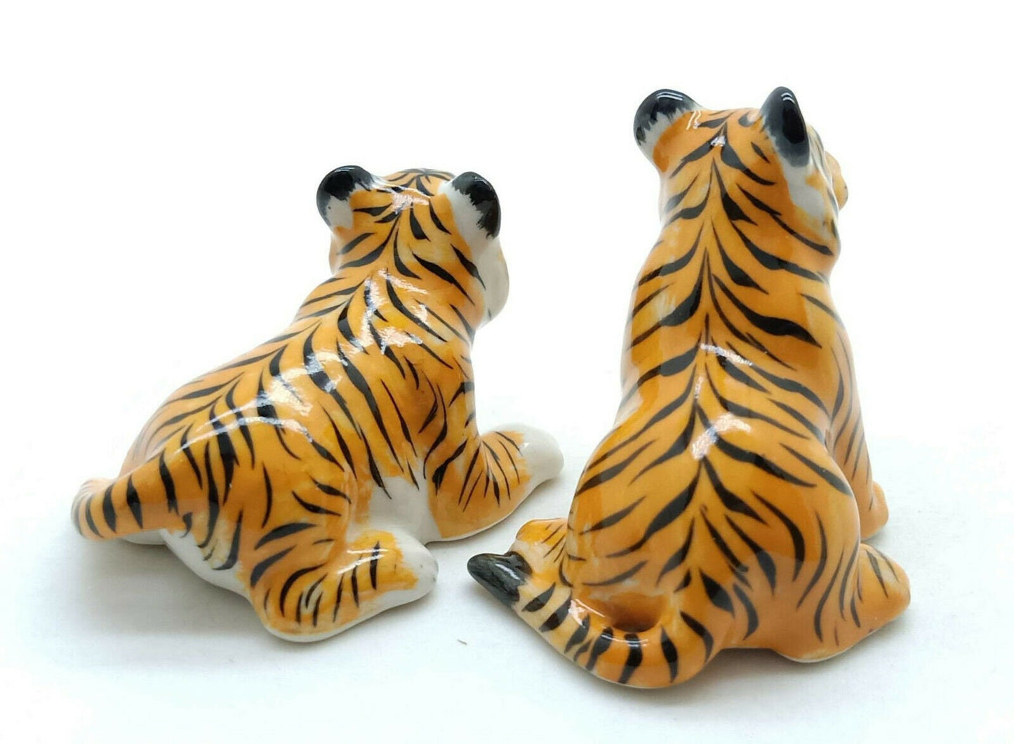 Set of 2 Tiger Ceramic Figurine Wild Statue