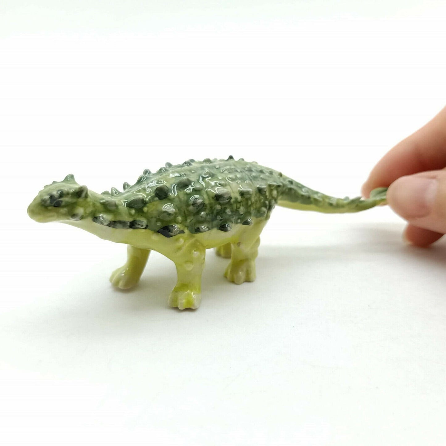 Green Pinacosaurus Dinosaur Ceramic Figurine Statue