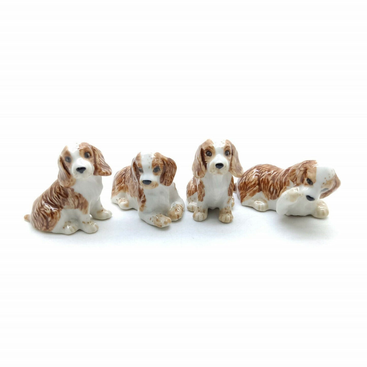 Set of 4 Cocker Spaniel Dog Ceramic Figurine Statue