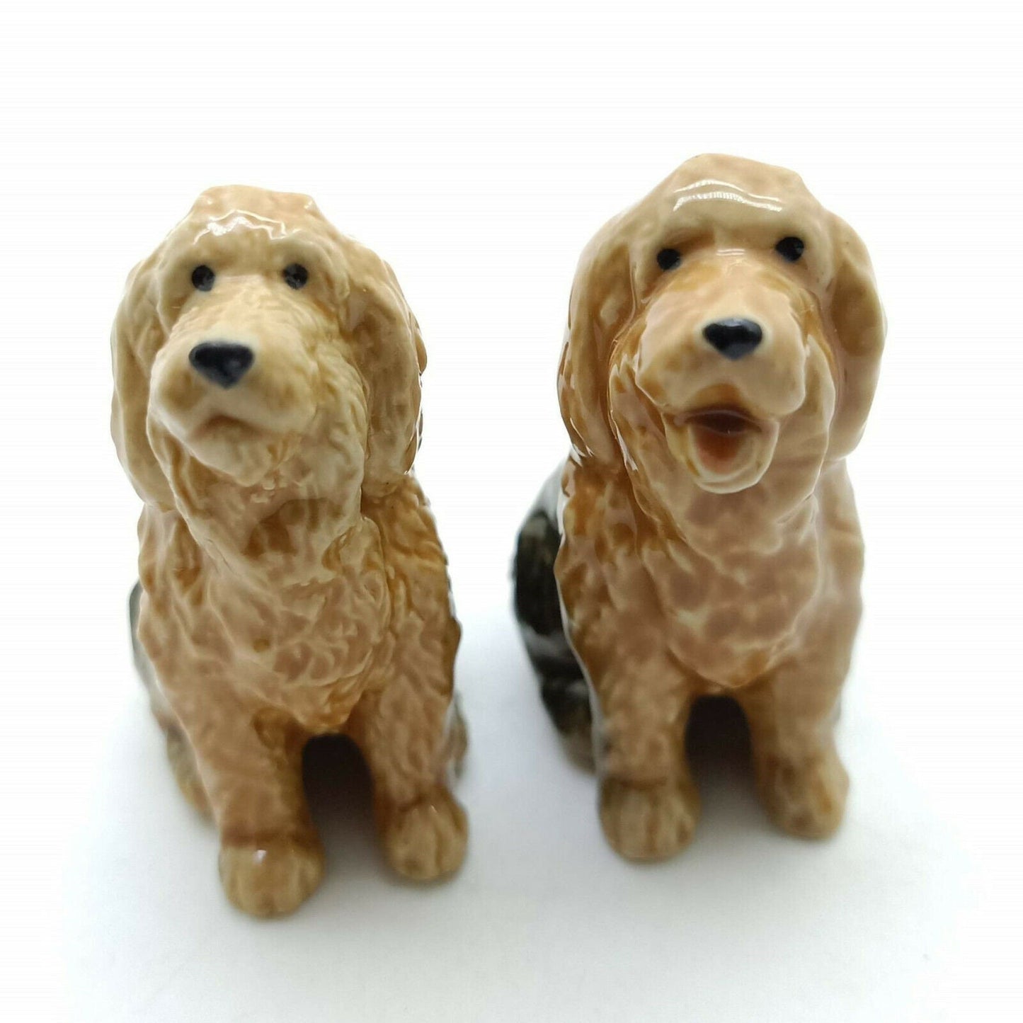 2 Otterhound Dog Ceramic Figurines