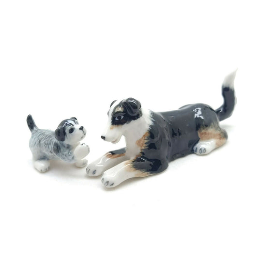 2 Collie Dog Ceramic Figurines