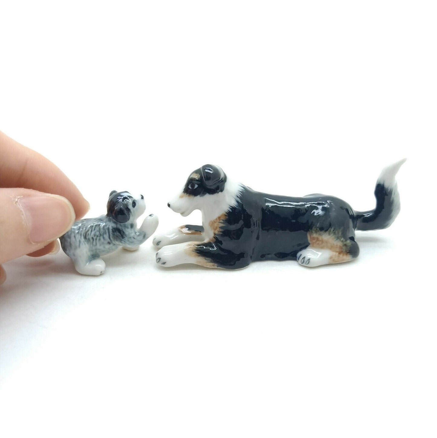 2 Collie Dog Ceramic Figurines