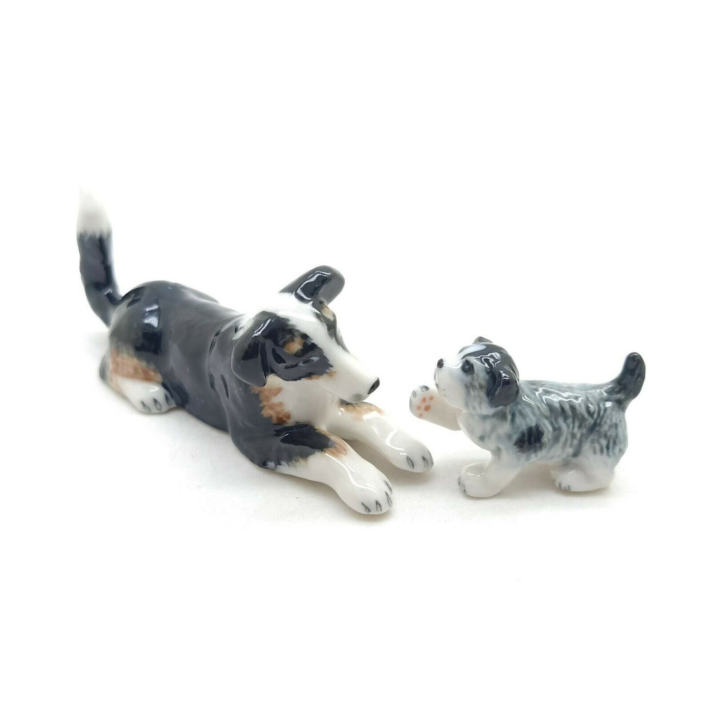 2 Collie Dog Ceramic Figurines