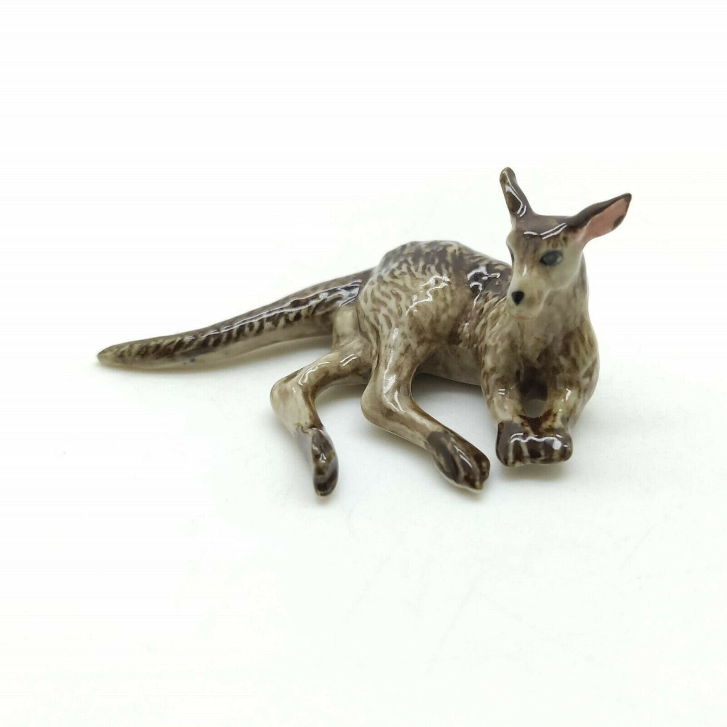 Set of 2 Kangaroo Figurine Ceramic Miniature Statue