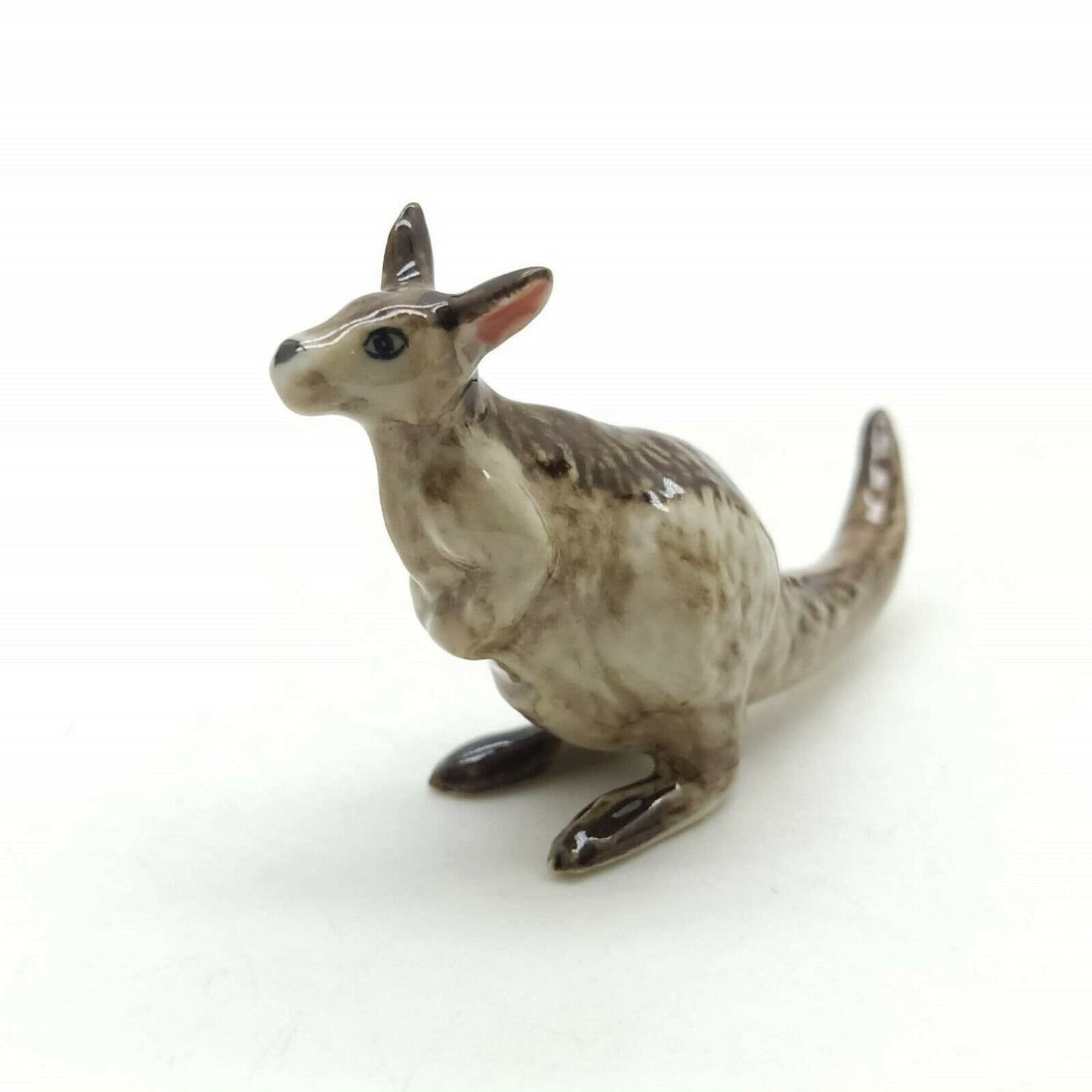 Set of 2 Kangaroo Figurine Ceramic Miniature Statue