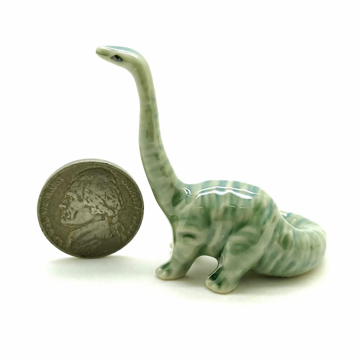 Set of 4 Dinosaur Brachiosaurus Ceramic Figurine Statue