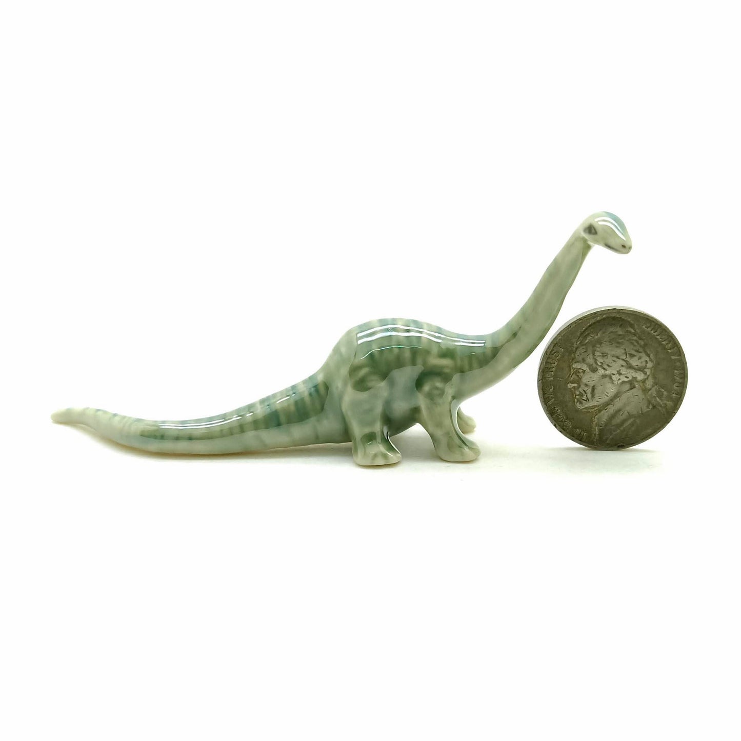 Set of 4 Dinosaur Brachiosaurus Ceramic Figurine Statue
