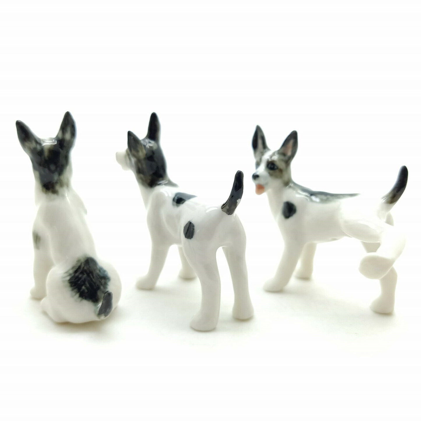 Set of 3 Toy Terrier Dog Ceramic Figurine Statue