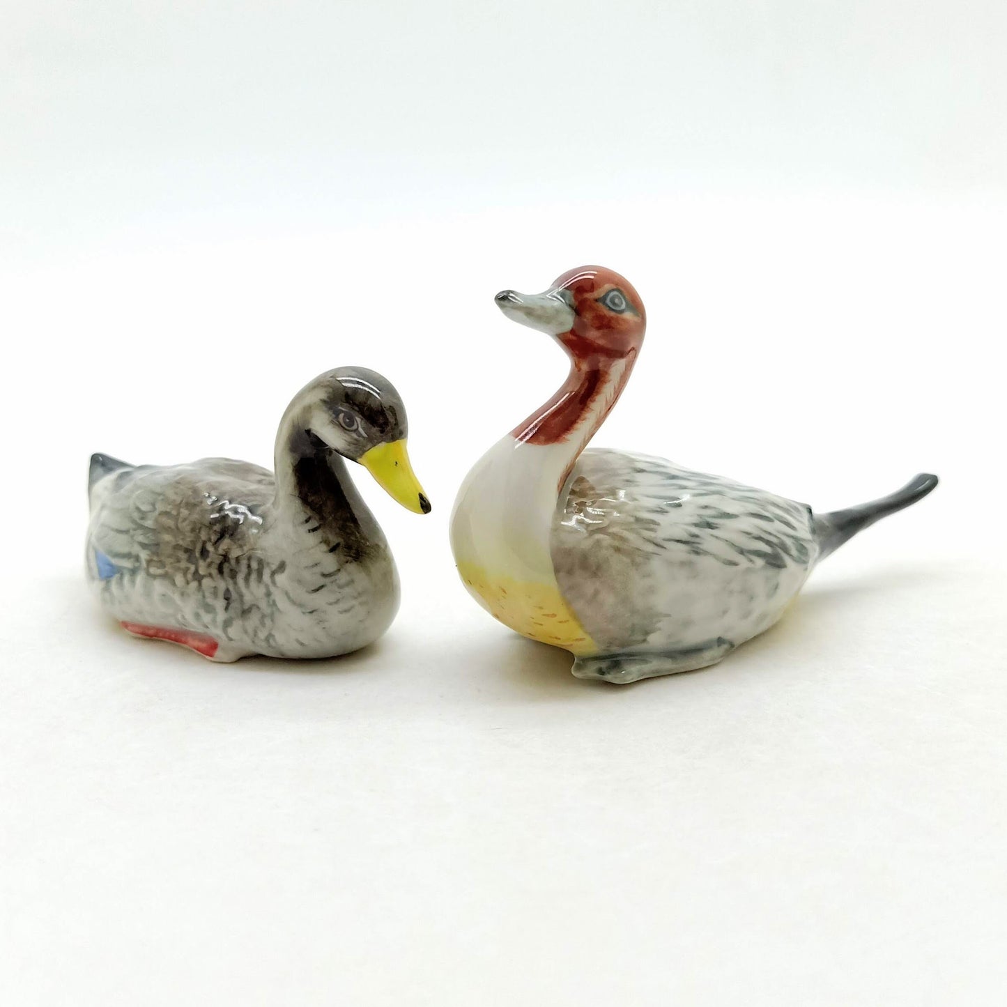 2 Northern Pintail Duck Ceramic Figurines Statue
