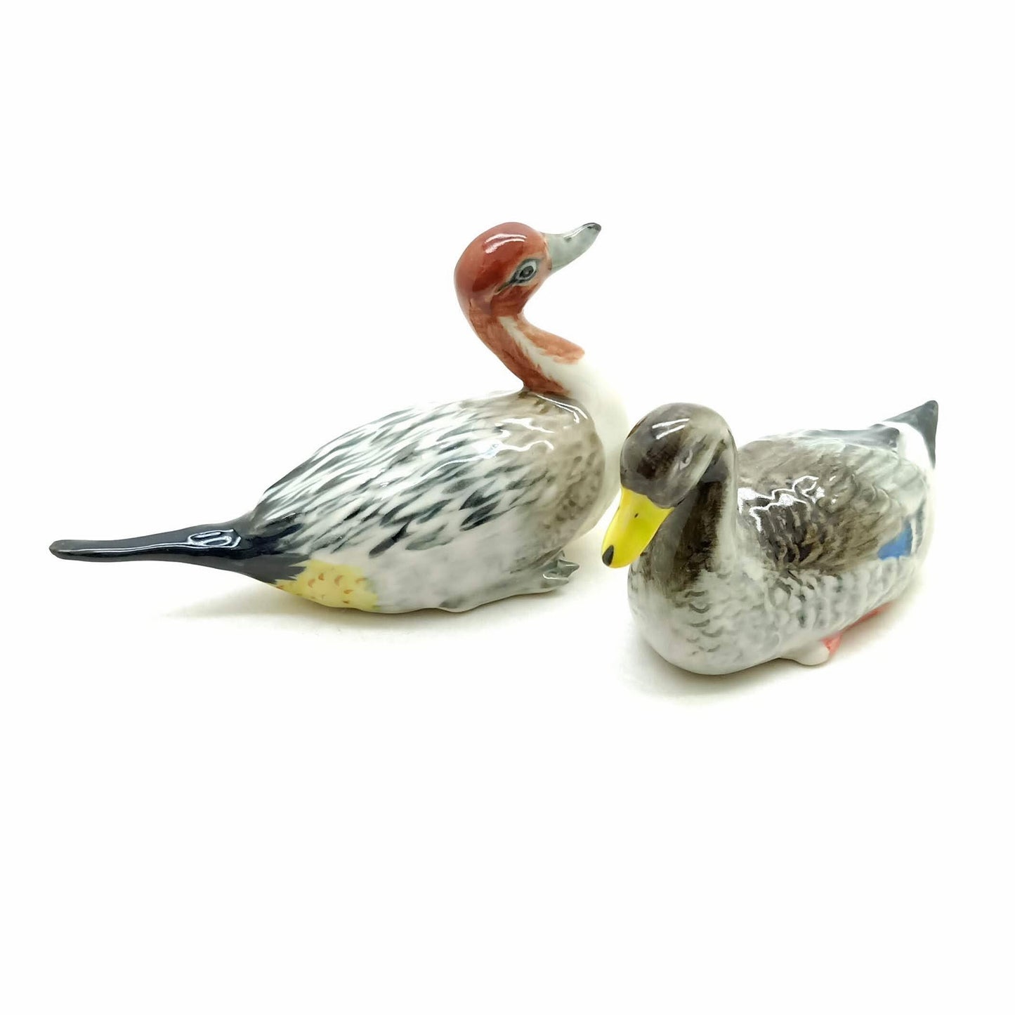 2 Northern Pintail Duck Ceramic Figurines Statue