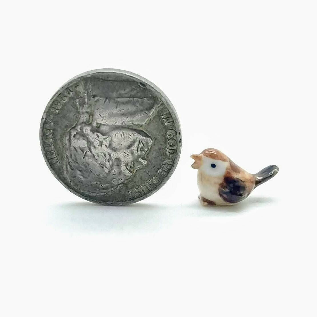 2 Tiny Sparrow Figurines