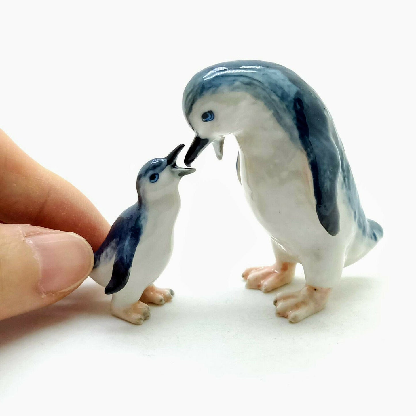 Set of 2 Penguin Bird Ceramic Figurine Phillip Island Mama & Baby Statue