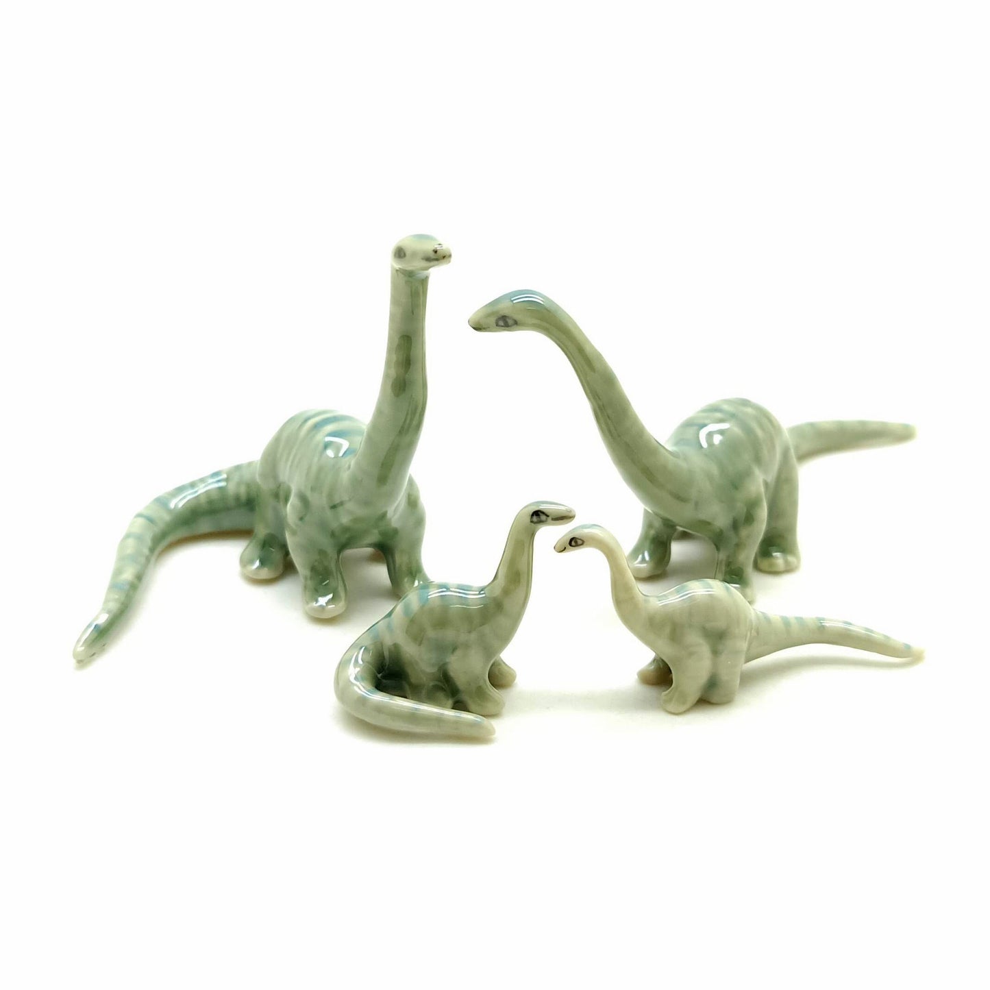 Set of 4 Dinosaur Brachiosaurus Ceramic Figurine Statue