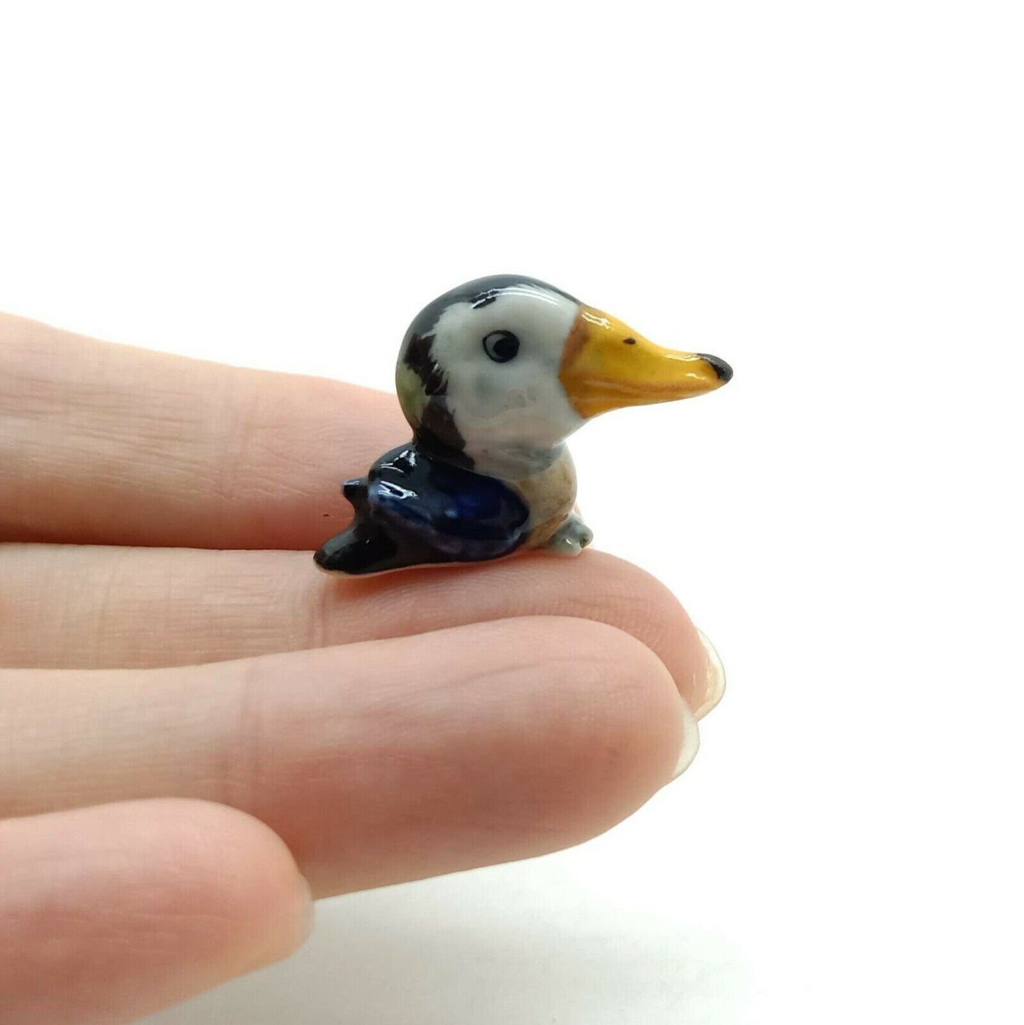 2 Tiny Toucan Bird Figurines Ceramic Miniature Statue