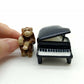 Set of 2 Monkey Figurine Ceramic Playing Piano Violin Miniature Statue
