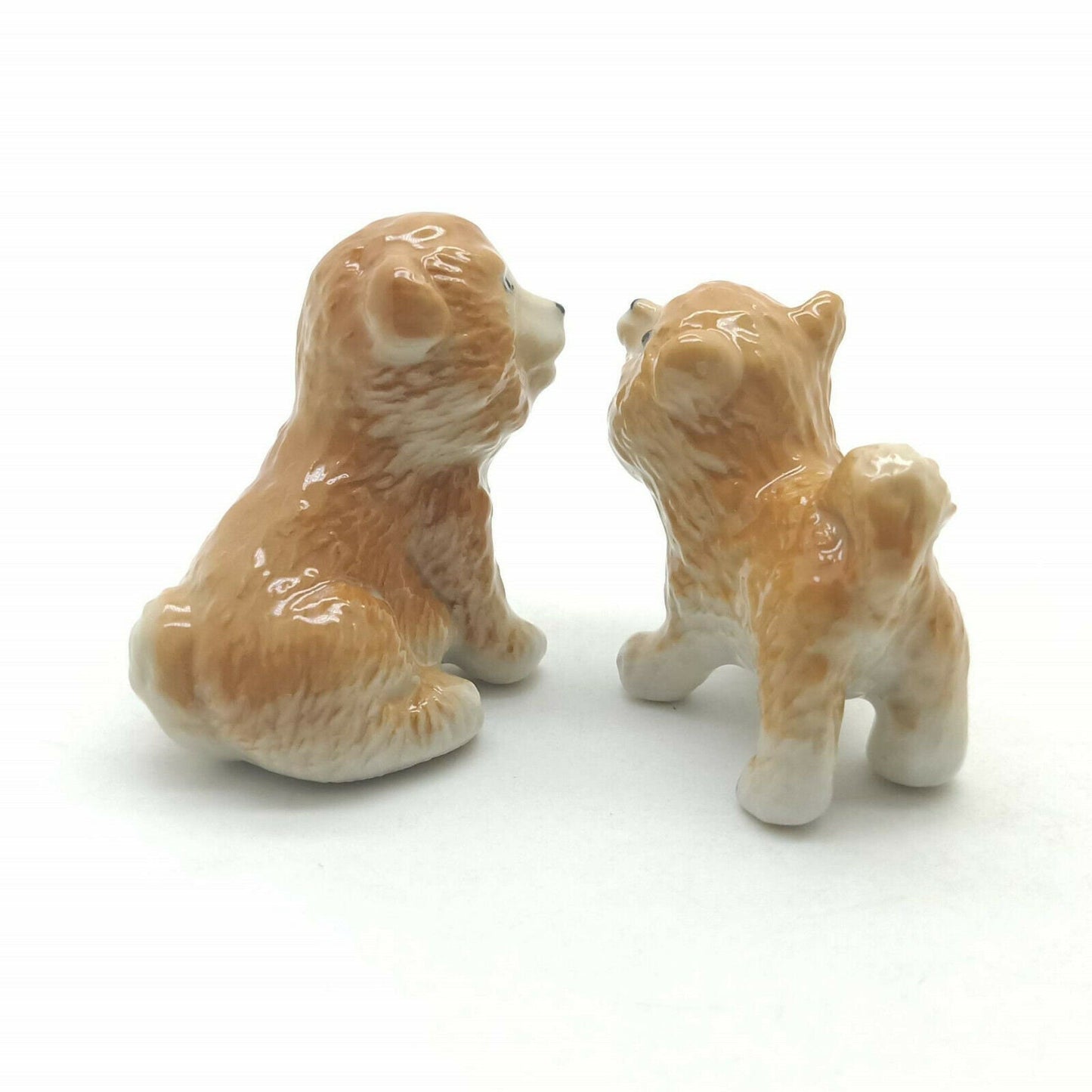 2 Shiba Inu Puppy Dog Ceramic Figurines