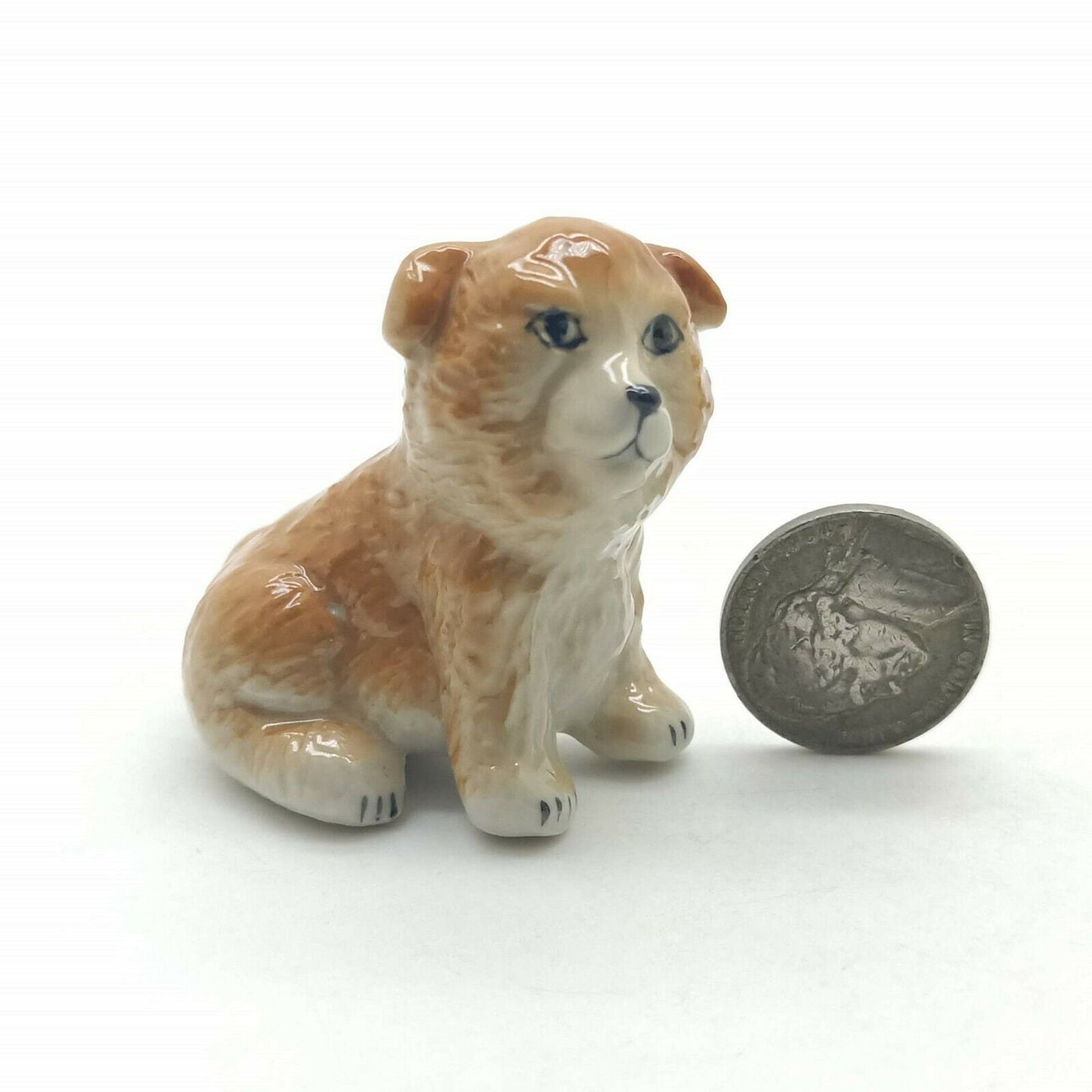 2 Shiba Inu Puppy Dog Ceramic Figurines