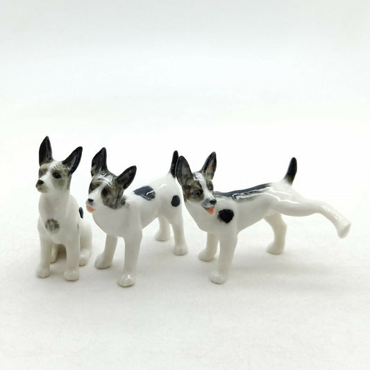 Set of 3 Toy Terrier Dog Ceramic Figurine Statue