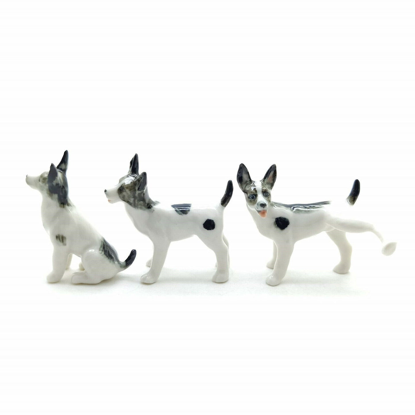 Set of 3 Toy Terrier Dog Ceramic Figurine Statue