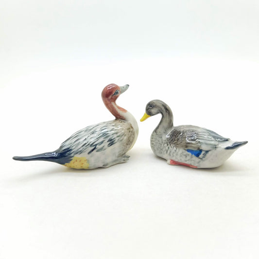2 Northern Pintail Duck Ceramic Figurines Statue
