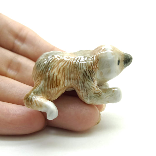 Baby Sloth Figurine Ceramic Wild Brown Miniature Statue