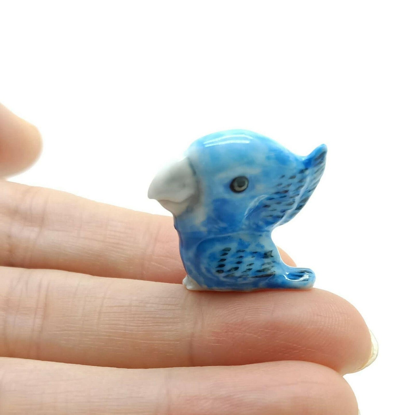 2 Blue Bird Figurine Ceramic Miniature Statue