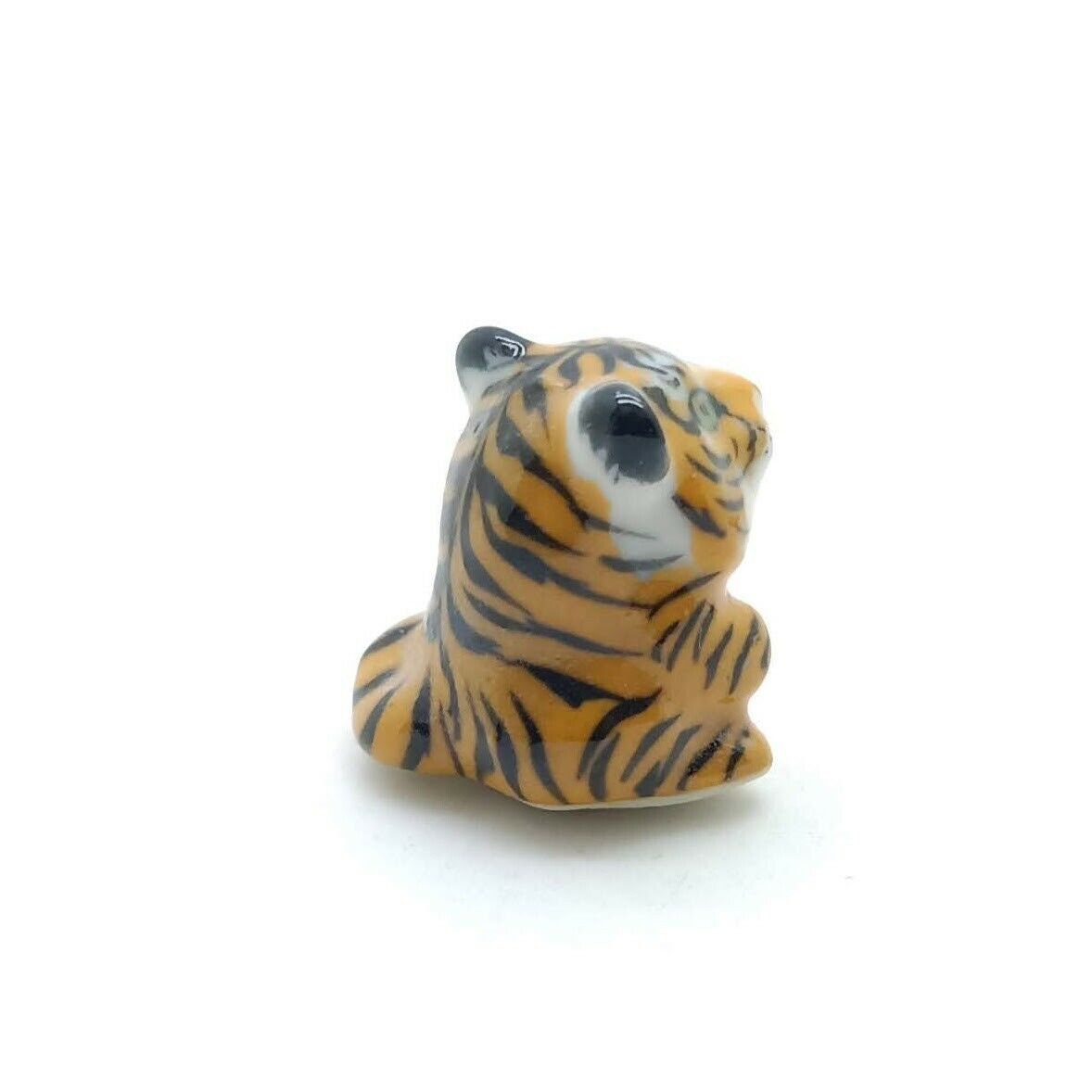 Set of 2 Tiny Tiger Ceramic Figurines Wild Animal miniature Statues